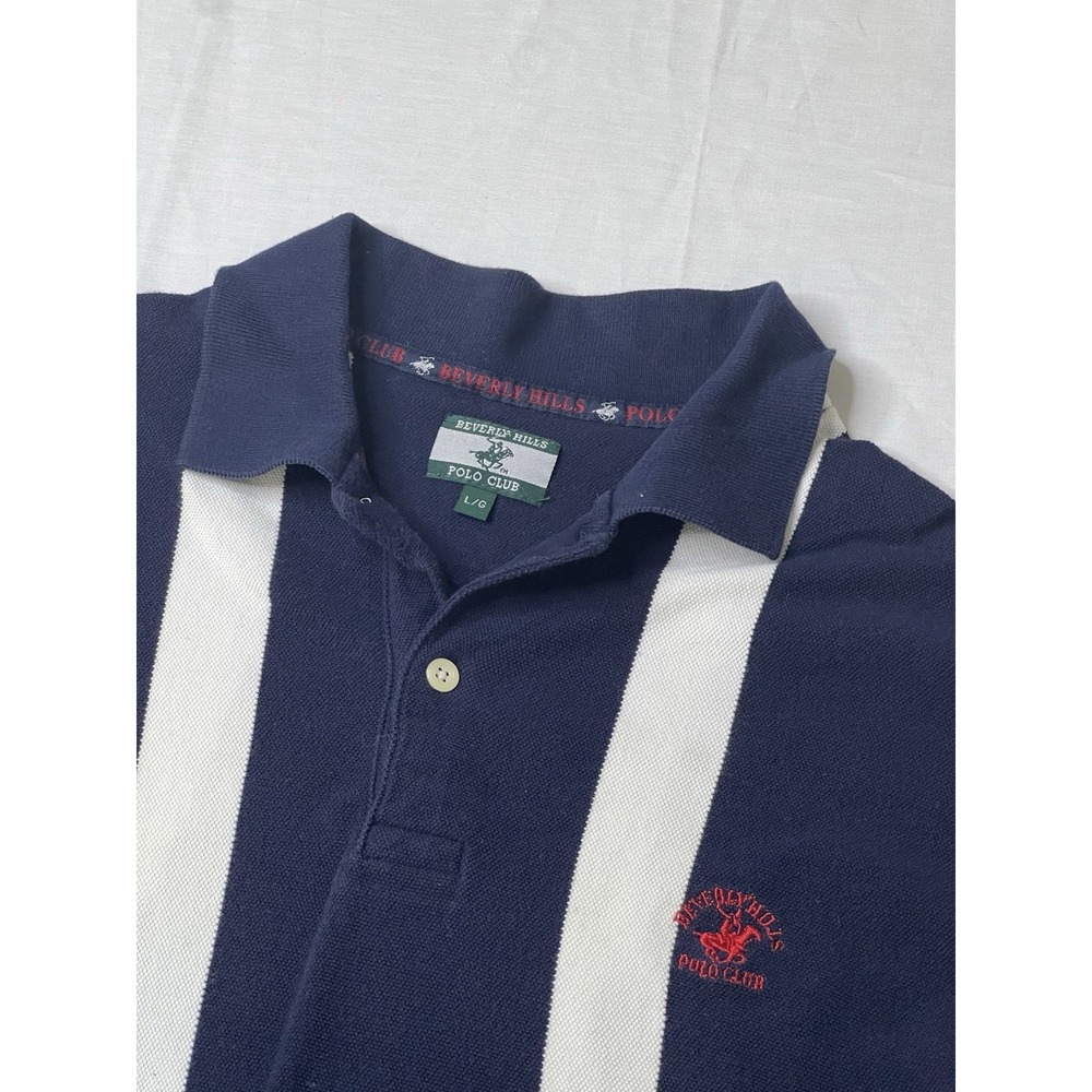 Beverly Hills Polo Club Men's Size  L Golf Polo Black White Short Sleeve Shirt‎
